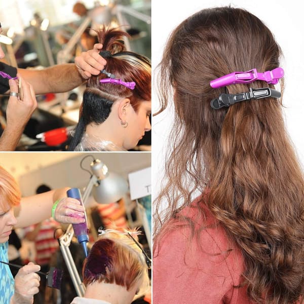 12 Alligator Hårklemmer Styling Sort Lilla