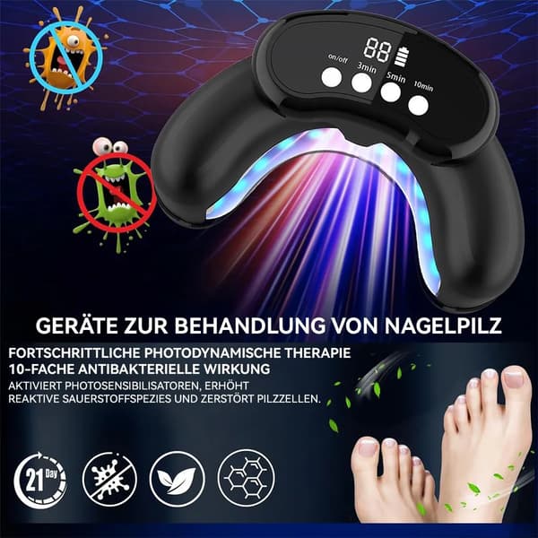 30 LED-lamppärlor för nagelsvamp, rött ljus + blått ljus, digital display, timer, smart sensor