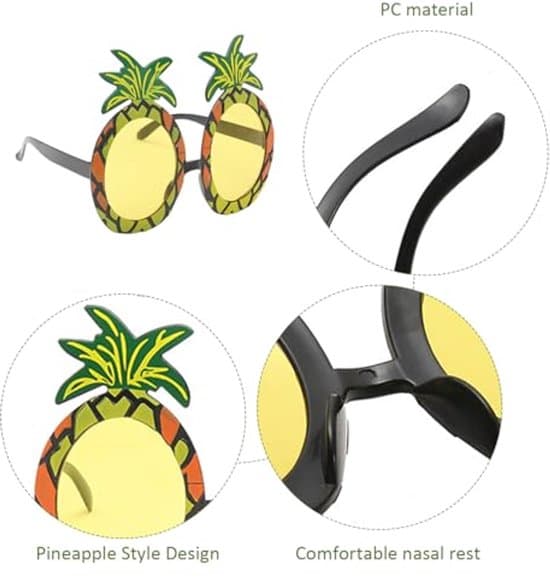 2 par ananas solbriller - gule - sjove tøjtilbehør