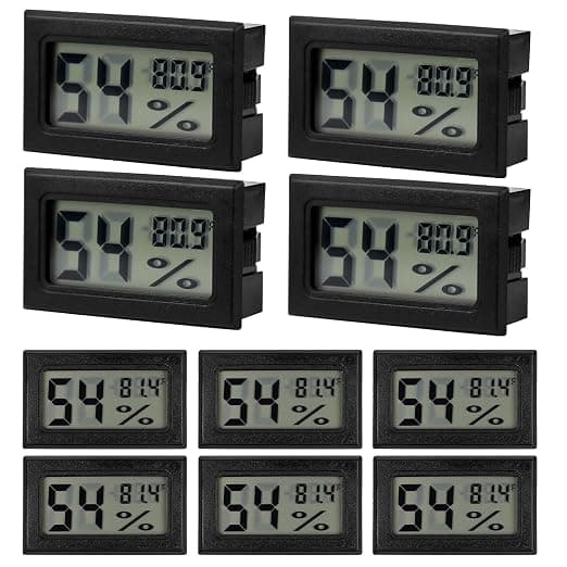 10-pack Mini Digital LCD Termometer & Hygrometer Monitorer för Reptiler (Svart)