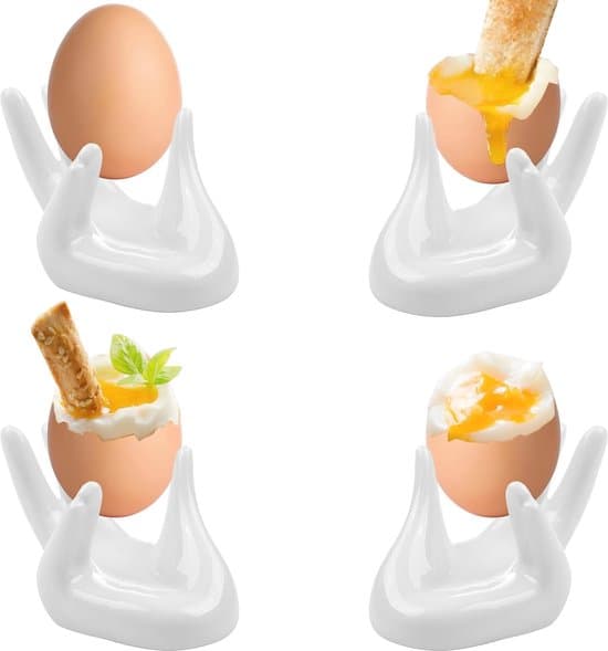 Set med 4 eleganta äggkoppar i keramik för frukost