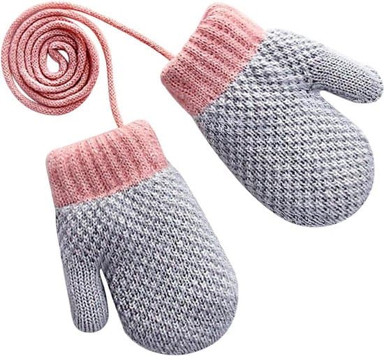 Velegnet til vinterhandsker til børn Elastisk strikket snøre Piger Drenge i alderen 1-3 år Grå
