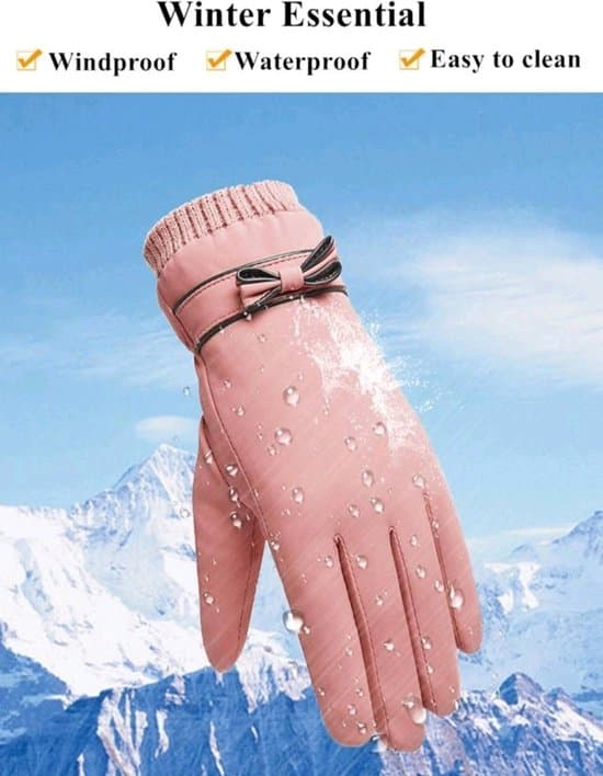 vinterhandsker - kvinder - Touchscreen - pink - one-size - vindtæt - vandtæt - handsker til vinter - opvarmede handsker