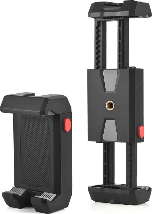 Velegnet til universelt stativ til telefoner og tablets, justerbart tabletstativ, telefonclips, telefon- og tabletclips med koldsko-interface