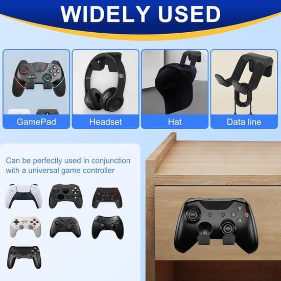 stykker selvklæbende vægbeslag til spilcontroller, gamepad og hovedtelefonholder til PS5/PS4/Xbox/Switch
