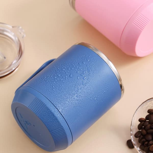 Kaffekopp, 460 ml, 304 SS-foder, läckagesäker, elegant och lämplig för utomhusaktiviteter (blå)