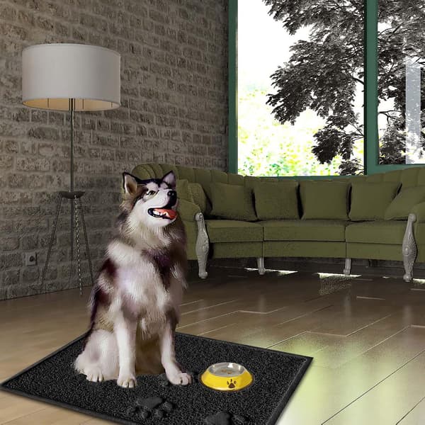 Vandtæt og skridsikker fodermåtte til hunde og katte (sort)