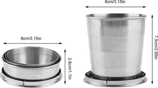 2 stk. 250 ml genanvendelige foldbare rejsekaffekrus i rustfrit stål til camping