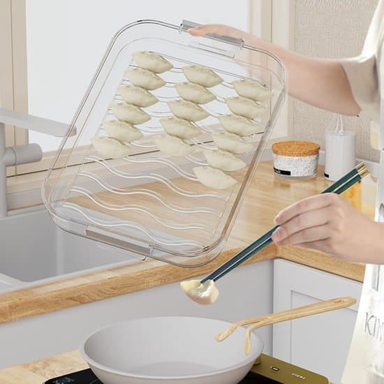 Dumplingförvaringslåda, matförvaringslåda, frysdumplinglådor, dumplingbehållare, kylskåpsmathållare (vit-2)
