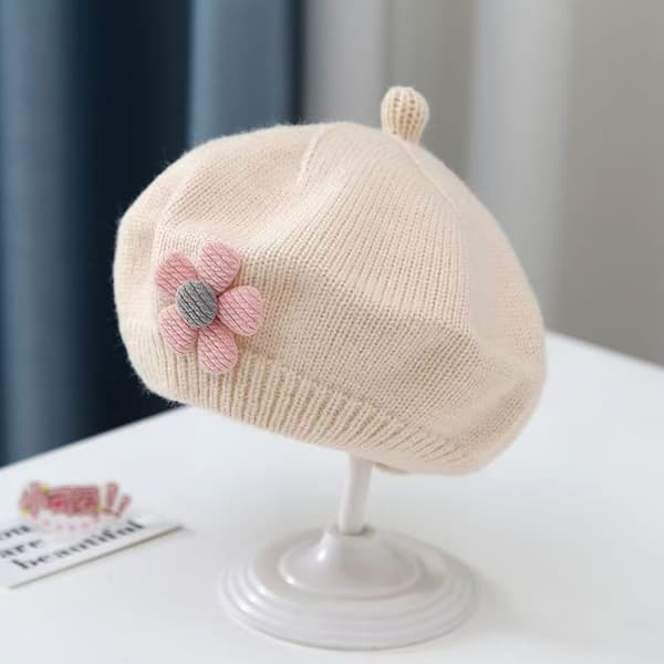 Babyhue Efterår Vinter Strikket Baret - Beige