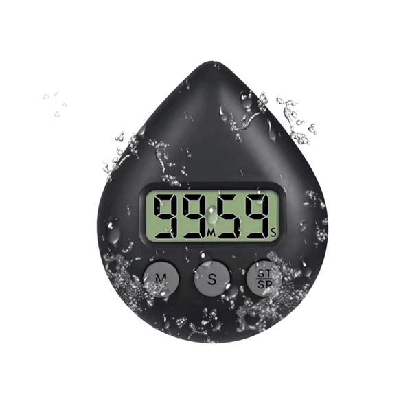 To batteridrevne lydløse brusetimere, ingen tikkende lyd, digitalt display, sort.