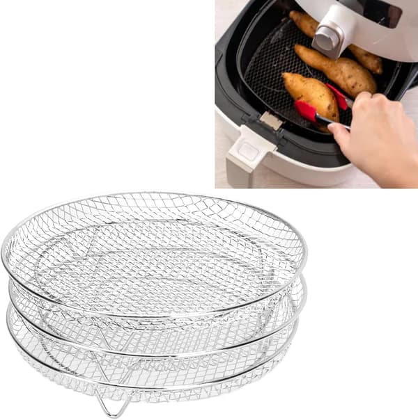 3-delt rund grillkurv i rustfrit stål
