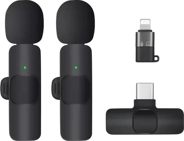 Mini-langaton rintamikrofoni - Langaton Bluetooth-klipsimikrofoni matkapuhelimille - Sopii iOS/Android-suoratoistoon - Musta