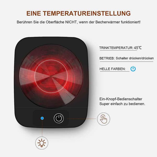 USB isoleret kopmåtte, 45°C – Perfekt til kaffe og te.