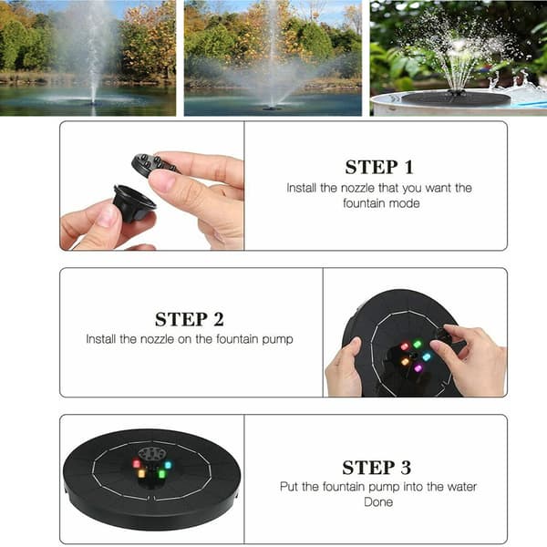 Fuglebad Flydende Solfontænepumpe Vandpanel Strøm Pool Have Dam Sæt 16cm Solfontæne LED Sæt