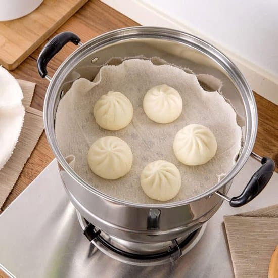 Bomuldsdampmåtte - Dampmåtte - Dim Sum Dampning - Genanvendelig - 28 cm - Hvid