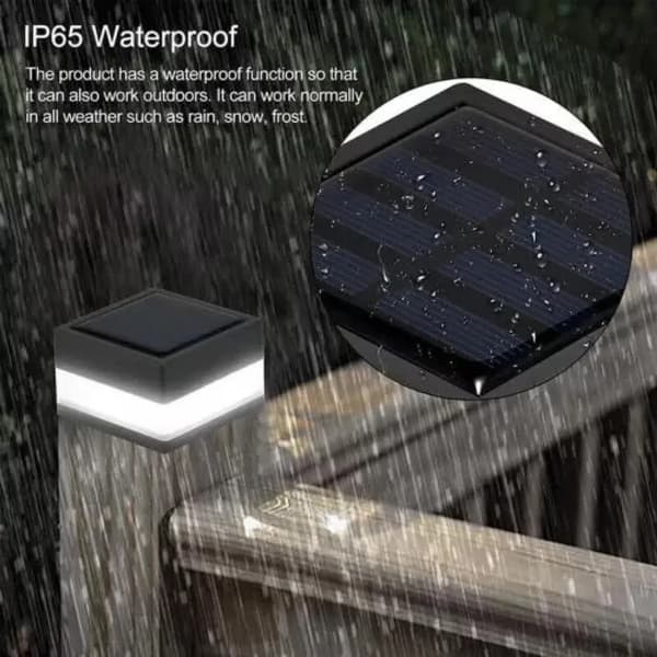 4 stk. LED Solar Stolpelamper Hegn Solcellelamper Udendørs Havelamper