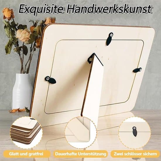 6-delars DIY rektangulära bildramar i trä för skrivbordsdekoration (khaki, 14 x 19 cm)