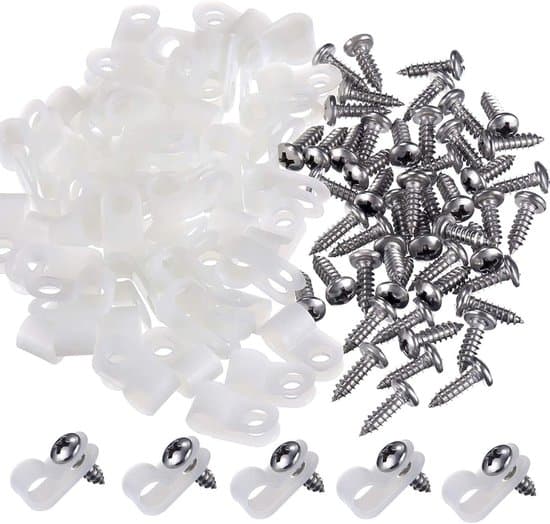 Nylon R-type kabelklemmer til kabelstyring - 100 stk. - Hvid/Sort