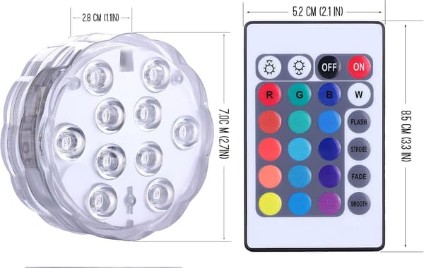 1-pack fjärrstyrd vattentät dränkbar RGB LED-poolbelysning