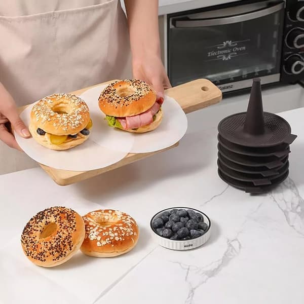 Donut bageforme, donut bagepladesæt, 6-delt kageformssæt til donutkageforme (6-delt sæt, kaffefarve)