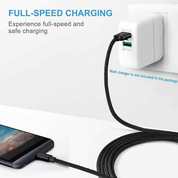 3-pack USB Type-C datakabel, kompatibel med Samsung, Huawei, Xiaomi, OnePlus, snabbladdare USB-C 1M