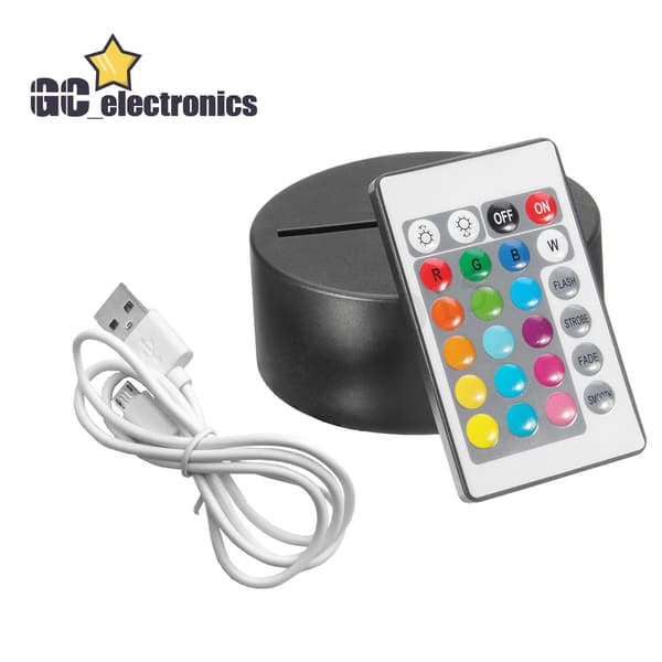 3D LED Natlys Base USB Touch 7-farveskiftende Panel Fjernbetjening
