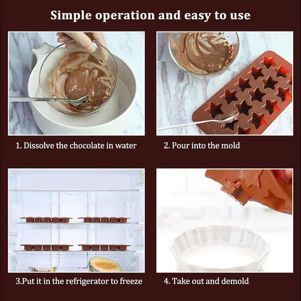6-delat chokladformset i silikon, inkl. pralinformar, non-stick 3D-godisformar, bakformar, pralin-/godisformar