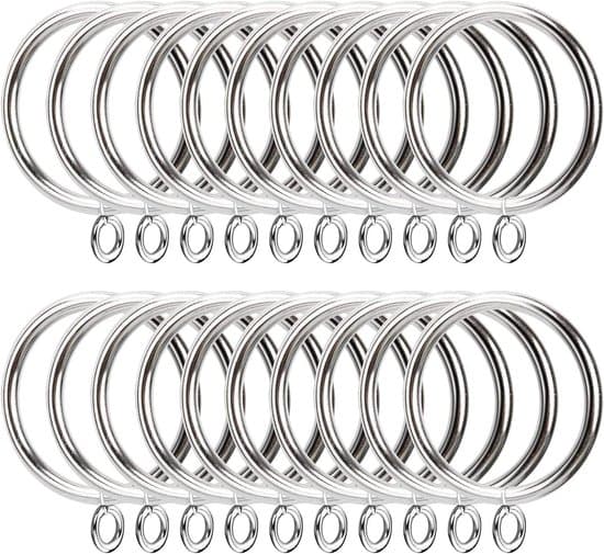 50-pack 3,8 cm metallgardinringar, duschdraperi- och bokbindningsringar