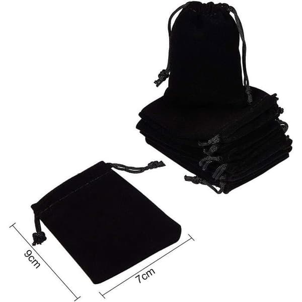 50-pack sammetsdragskopåsar/smyckespåsar/bröllopsgåvopåsar/godispåsar, svart, 9 x 7 cm