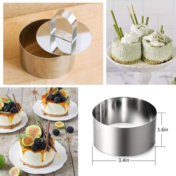 Dessertring sæt, 12-delt kagering sæt, 8cm dessertringe, mini kageringe, bageforme i rustfrit stål, mousse dessertringe
