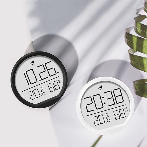 Kompakt digital klocka, termometer, hygrometer, magnetisk (vit)