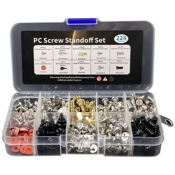 228-delars PC Moderkort Skruvar & Distanser Set DIY Installationsskruvset