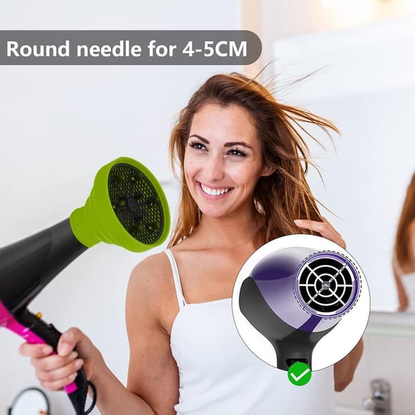 Universal Silikone Sammenfoldelig Hårtørrer Diffuser Hætte Salon Styling - Grøn