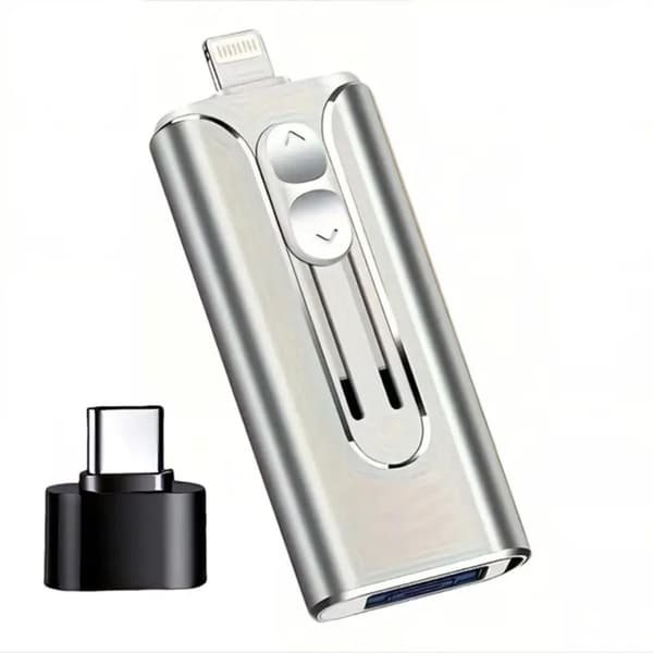 Silver 3-i-1 128GB USB-C flash-enhet, stöder höghastighetsdataöverföring, kompatibel med Micro-USB-gränssnitt, lämplig för mobiltelefoner.