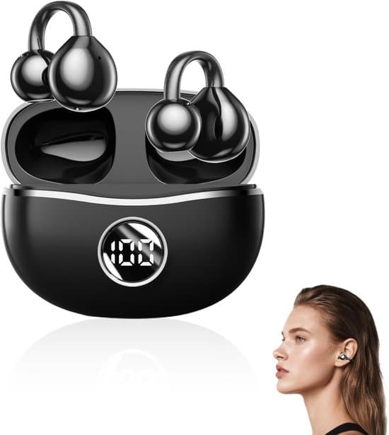 Åbent Bluetooth-headset, trådløse øreclips-hovedtelefoner, Bluetooth 5.4, støjreduktion, dynamisk equalizer, 3D-lyd