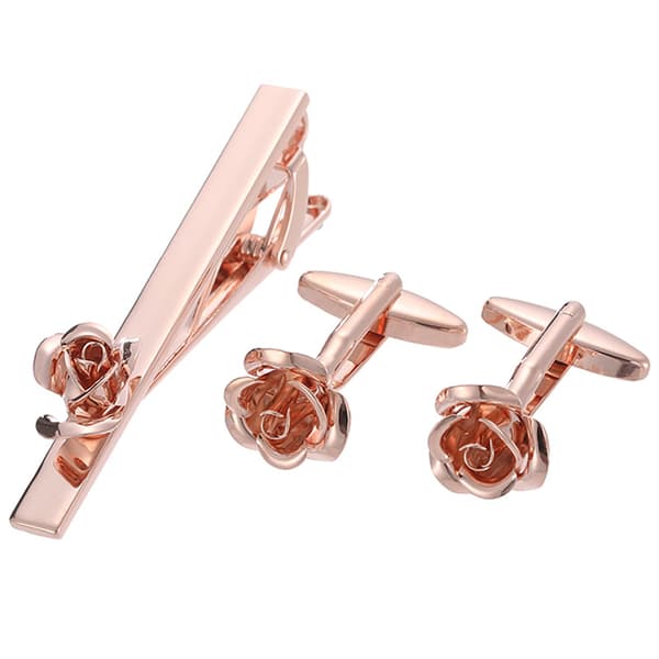 Manschettknappar och slipsnålset - Roséguld