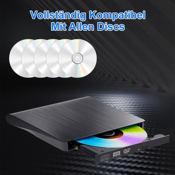 Extern DVD/CD-enhet, USB 3.0 och USB-C, +/- RW ROM, för MacBook, Windows 11/10/8/7/XP, Linux