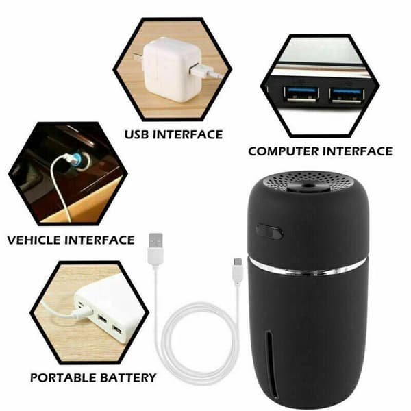 Luftrenser Essentiel USB Olie Diffuser Bil Hjem Luftfugter Friskere Aroma Sort