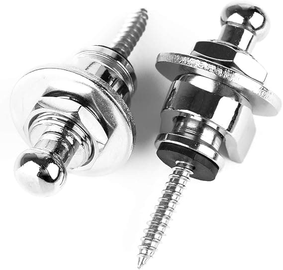 Gitarrremlås och knapp säkerhet snabbkoppling med säkringssystem nickel (4-pack, silver)