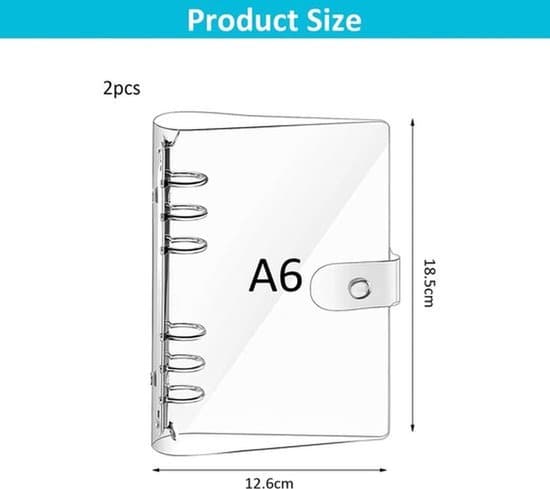 2-pack A6 pärmfickor - transparenta och vattentäta pärmar med tryckknappar