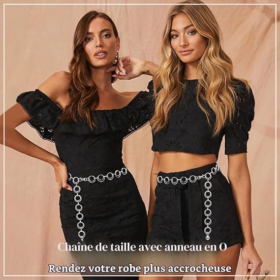 Damkedja justerbart metallbälte, modebälte för klänning och jeans, silver