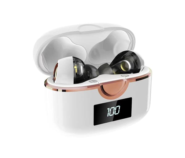 Dubbla dynamiska fyra högtalare 4D Subwoofer Surround Bluetooth-headset Vit
