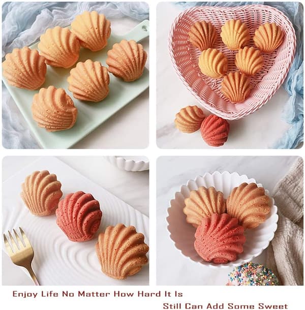 2-delt non-stick belagt Madeleineform, 6-hullers Madeleine bageform