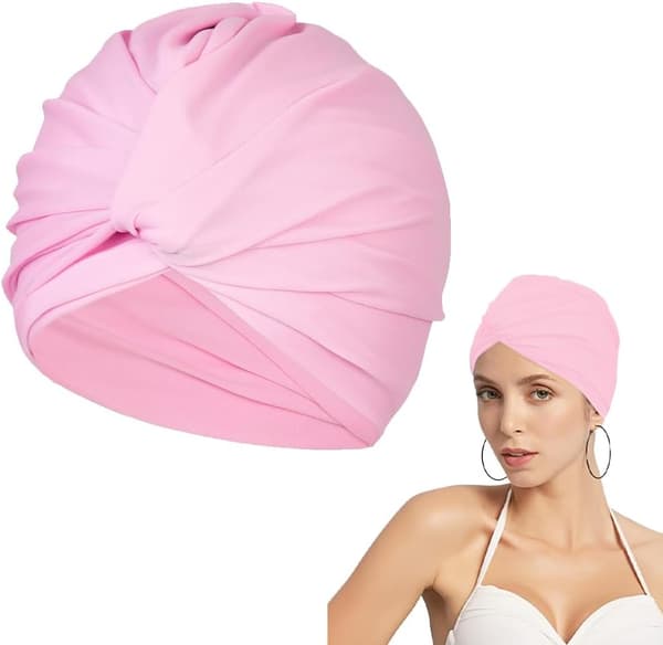 Badmössa Män Kvinnor Elastisk Premiumtyg Stretch Mjuk Poolmössa - Rosa