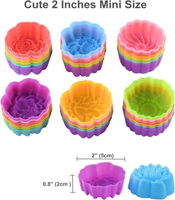Genanvendelige silikone bageforme 2 tommer mini størrelse cupcakeforme tilfældig