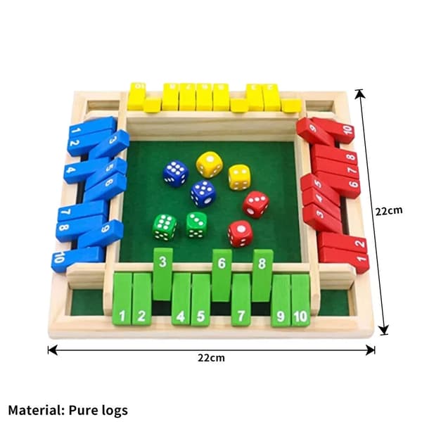 Puinen Shut The Box 4 pelaajan perinteinen pubin noppalautapeli lapsille