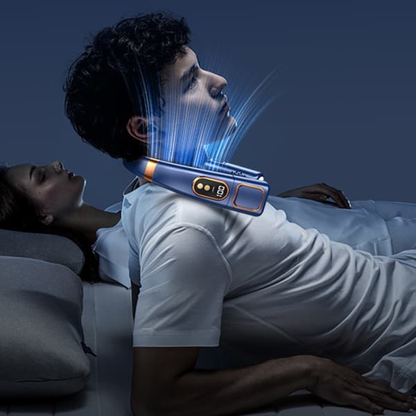 Ophængt køler LED halsventilator digitalt display halsbånd blå