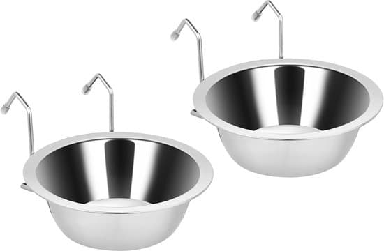 Hängande matskål - Rostfritt stål - 2-pack - Silver