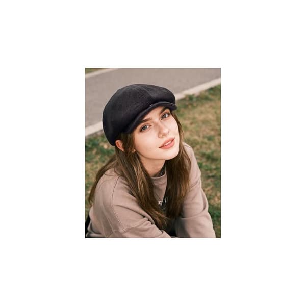 Unisex Retro Flad Kasket, Baret, Sort, One Size